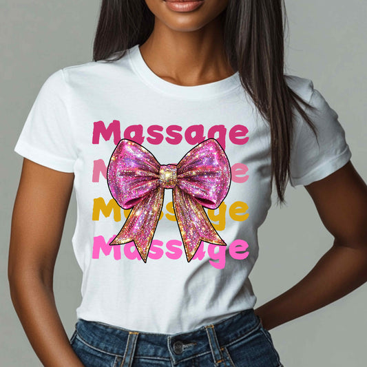 Massage with Glitter Bow Women's Relaxed T-Shirt